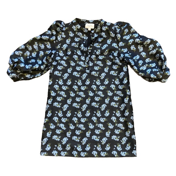 Pomander Place Black & Blue Embroidered Floral Samantha Mini Dress, Sz M - Picture 4 of 14